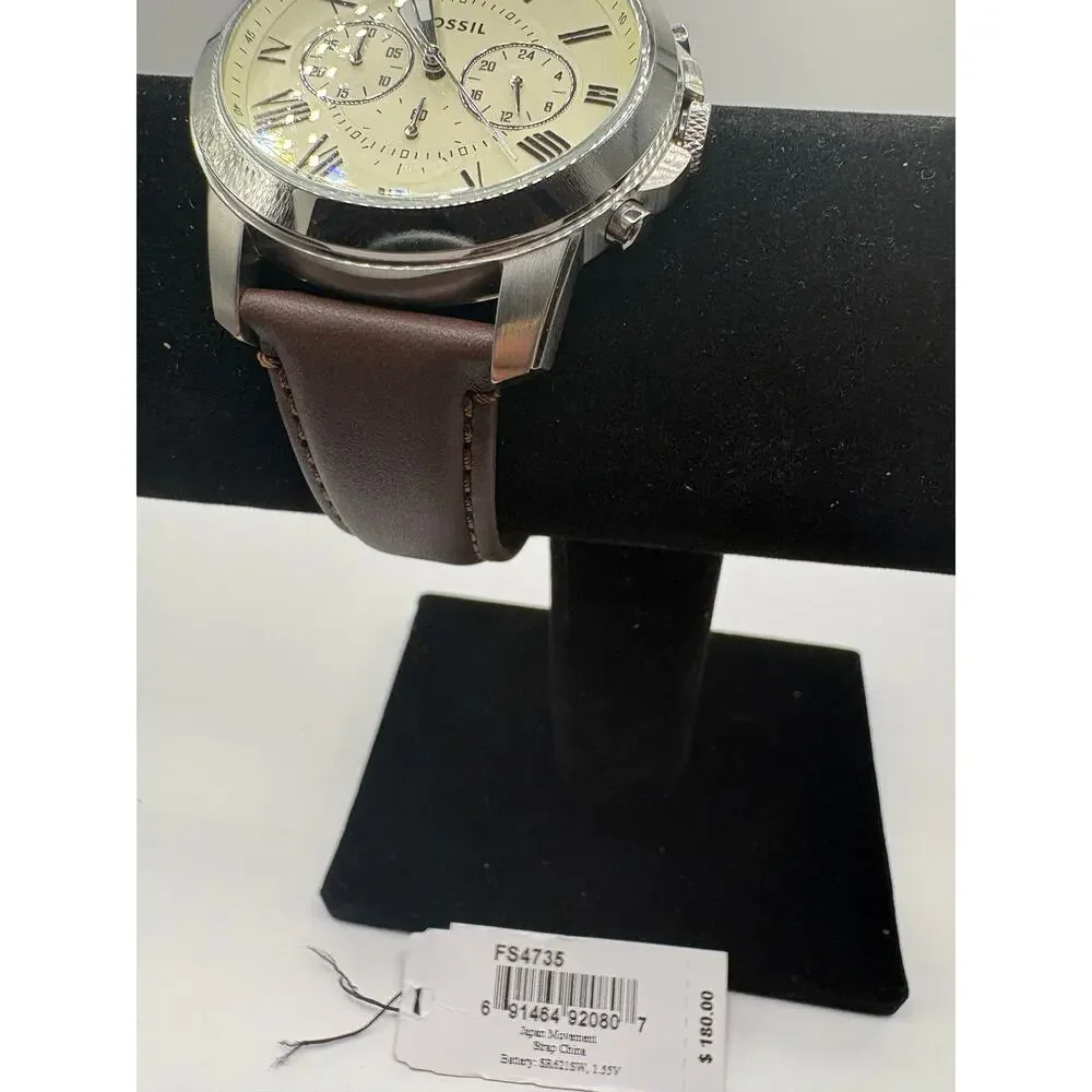 Fossil Chronograph Stainless Steel Watch Brown Leather
